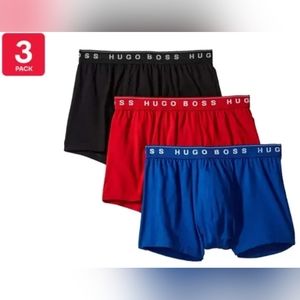 🔥 Hugo Boss 3 Pack Pure Cotton Boxer Briefs Red Black Blue Brand New✅️